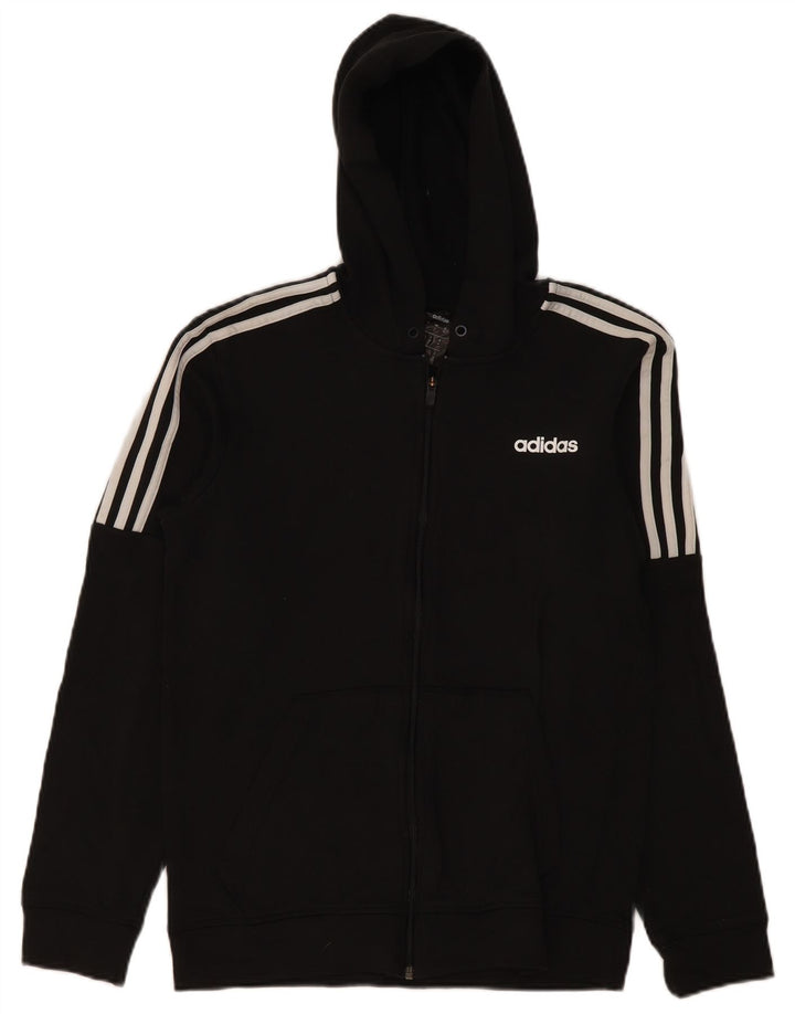 Maglione con cappuccio e zip Adidas Climalite da uomo in poliestere nero medio