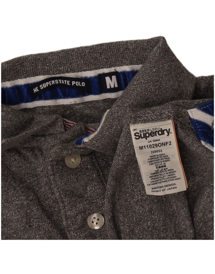 Polo grafica da uomo Superdry in cotone grigio medio