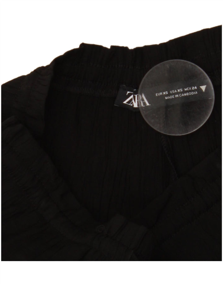 Pantaloni a Gamba Larga a Vita Alta da Donna ZARA UK 4 XS W24 L11 Nero