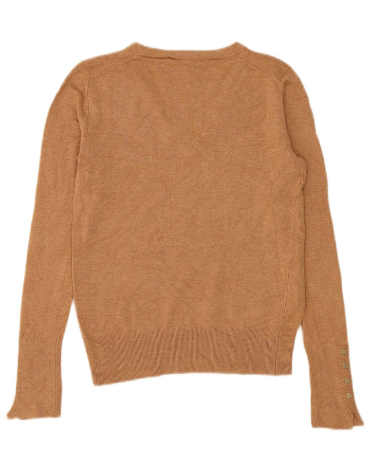 Maglione con scollo a V da donna Zara UK 10 piccolo Beige