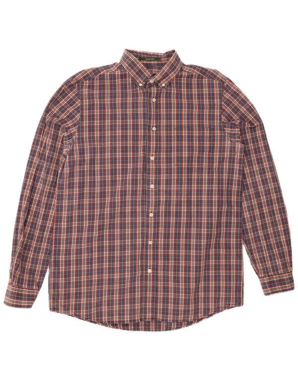 EDDIE BAUER Camicia da uomo grande in cotone a quadri blu navy