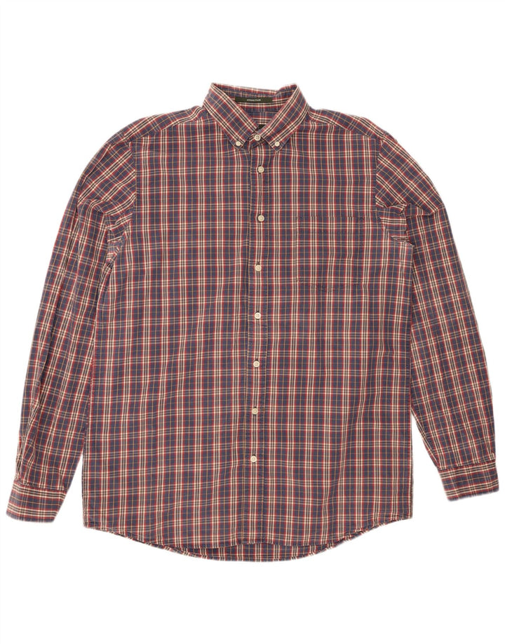 EDDIE BAUER Camicia da uomo grande in cotone a quadri blu navy