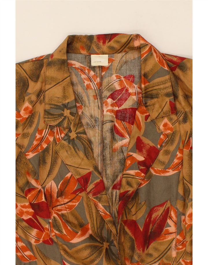 VINTAGE Womens Short Sleeve Blazer Jacket IT 42 Medium Brown Floral Vintage Vintage and Second-Hand Vintage from Messina Hembry 