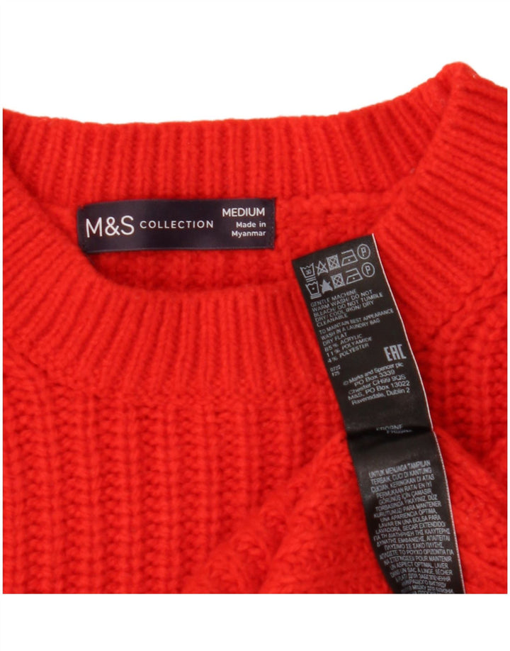 Maglione maglione girocollo da donna Marks & Spencer UK 14 Acrilico rosso medio