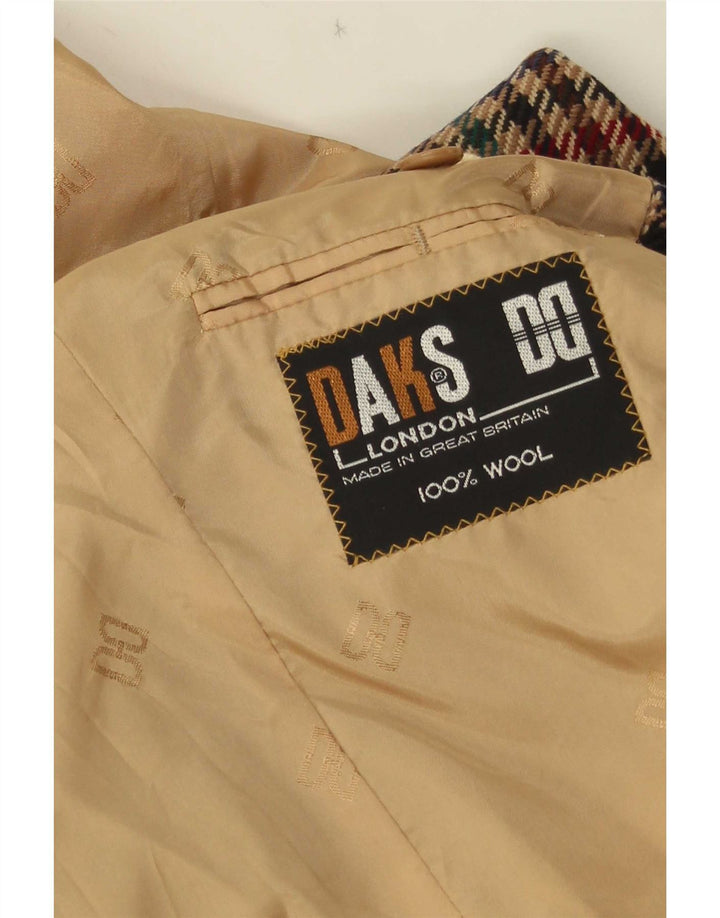 Giacca blazer da uomo a 2 bottoni DAKS UK 38 in lana pied de poule marrone medio