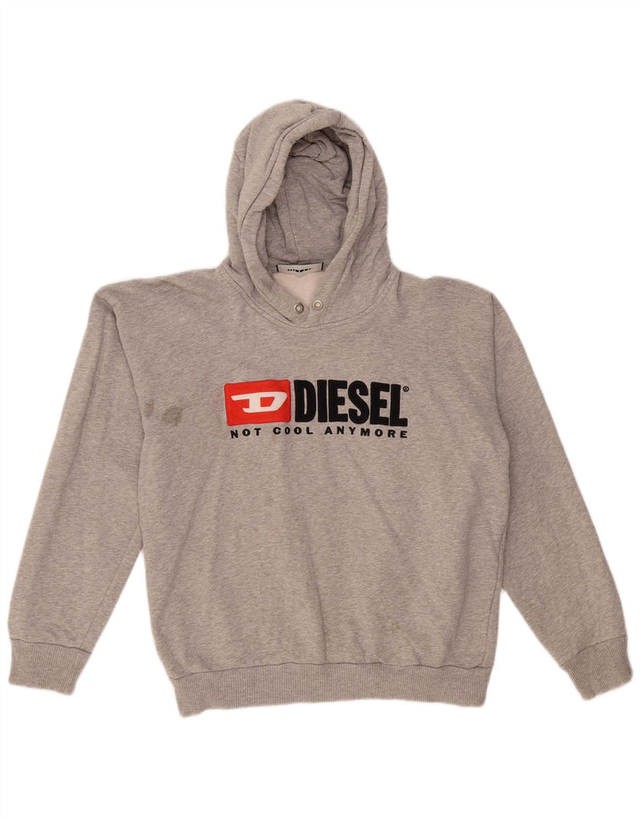 Maglione con cappuccio grafico da uomo Diesel piccolo grigio