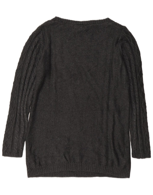 Maglione maglione con scollo a barca da donna Fat Face UK 16 grande cotone grigio