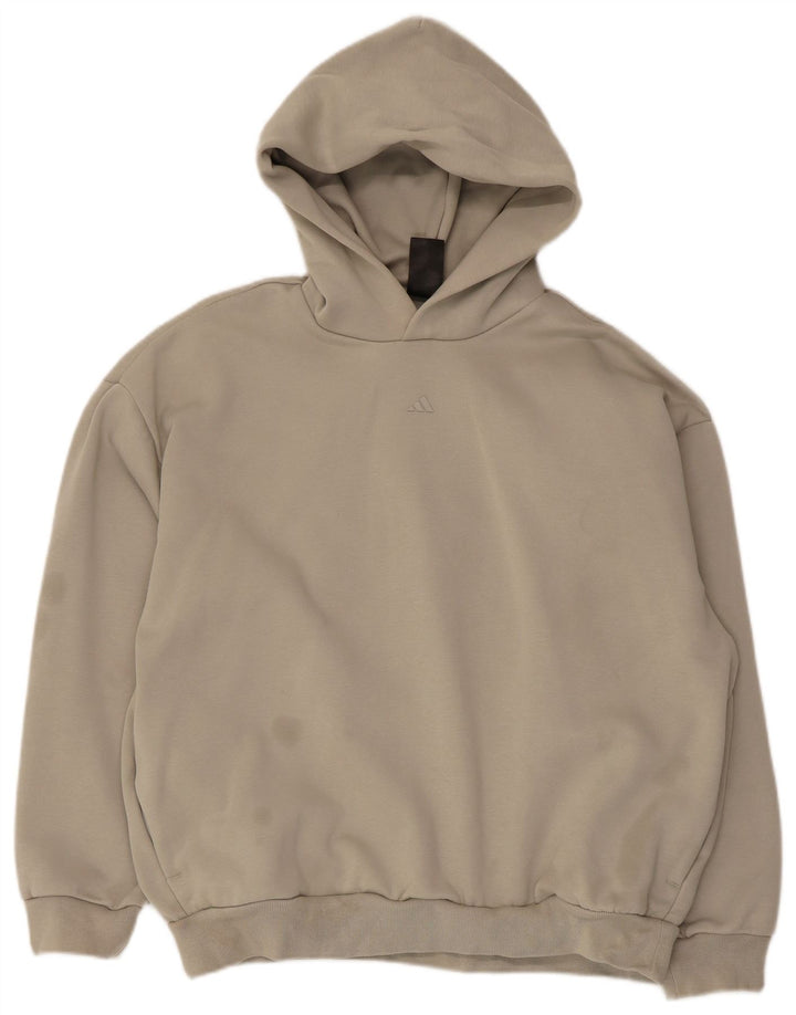 Felpa con cappuccio oversize grafica da uomo Adidas piccola beige