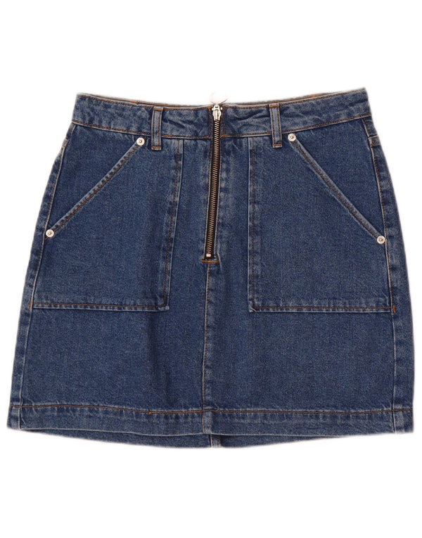 Gonna in denim da donna Topshop UK 10 piccola W28 cotone blu