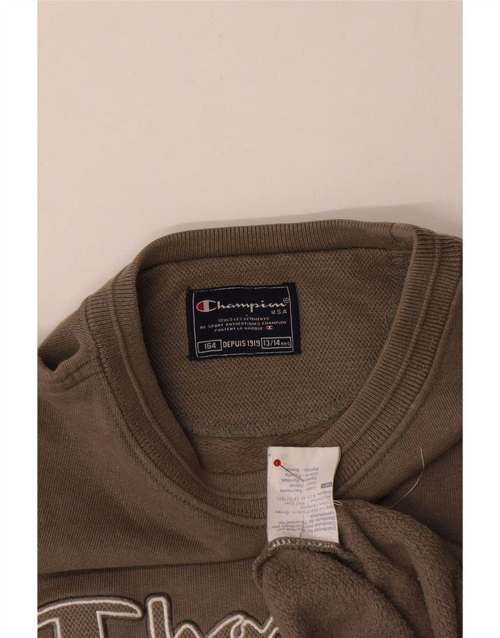 Felpa con grafica Champion per ragazzi, 13-14 anni, cotone beige