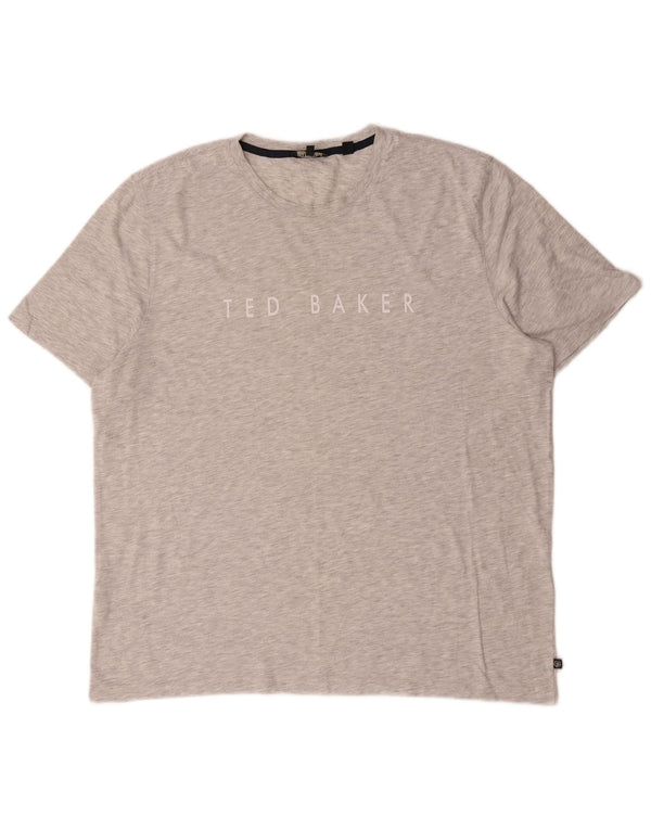 T-shirt grafica da uomo Ted Baker taglia superiore 6 2XL cotone chiazzato grigio