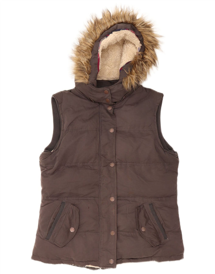 Gilet imbottito con cappuccio da donna Fat Face UK 14 Poliestere grigio medio