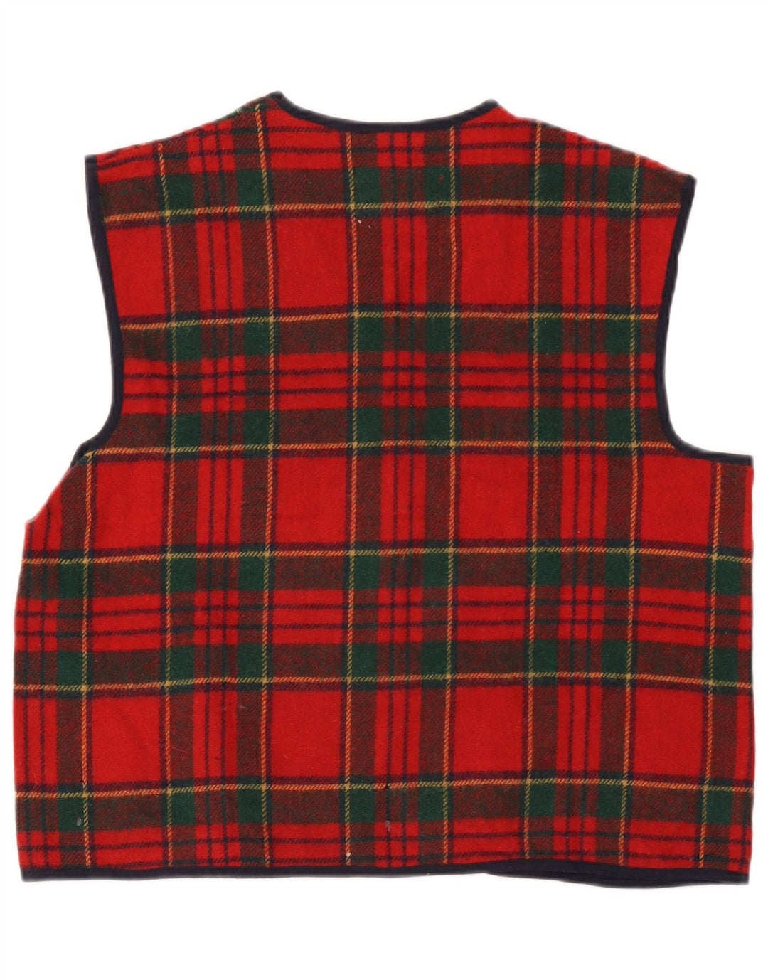 Gilet vintage da uomo grande in lana scozzese rossa