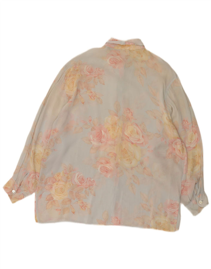 E Blusa Camicia Oversize da Donna IT 44 Viscosa Floreale Blu Medio