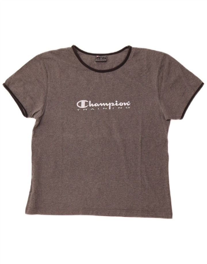T-shirt grafica da donna CHAMPION Top UK 18 XL cotone grigio