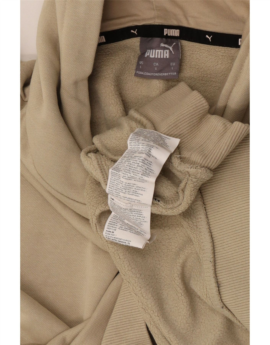Felpa con cappuccio da uomo Puma Large in cotone beige