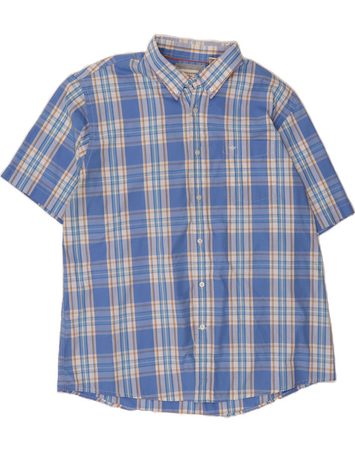 DOCKERS Mens Short Sleeve Shirt XL Blue Check Cotton Vintage Dockers and Second-Hand Dockers from Messina Hembry 