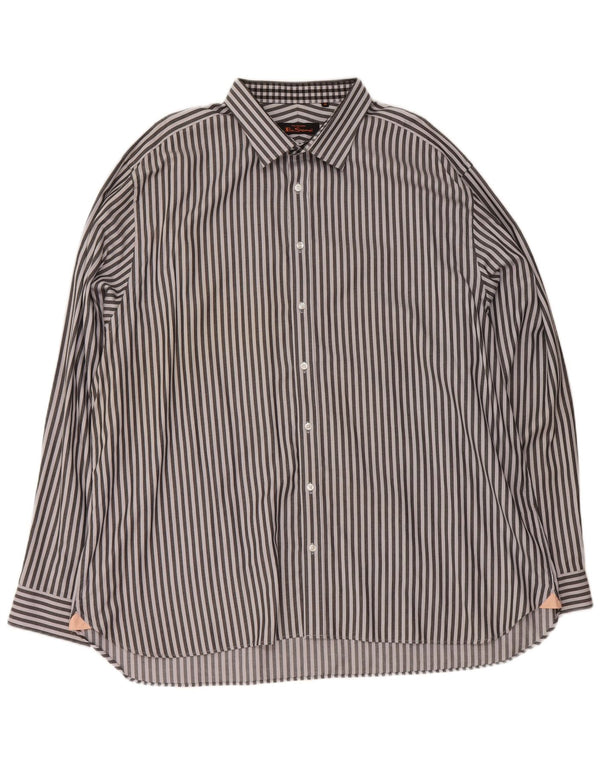 Camicia da uomo Ben Sherman taglia 19 3XL cotone a righe grigie