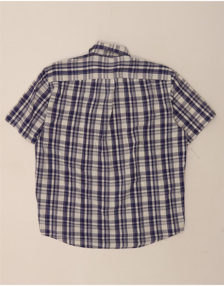 Camicia da uomo a maniche corte Sergio Tacchini grande in cotone a quadri blu navy