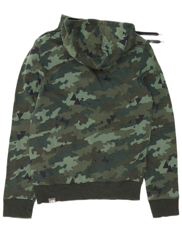 Felpa con cappuccio grafica da uomo The North Face XS verde mimetico in cotone