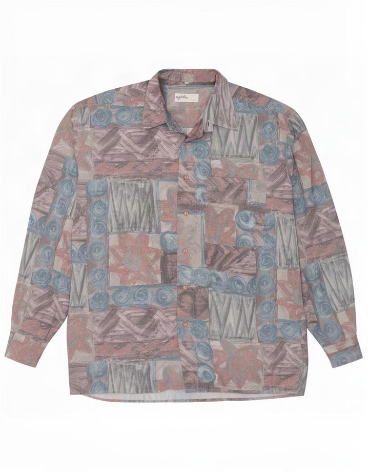 Angelo Litrico Camicia da uomo grande in poliestere patchwork multicolore