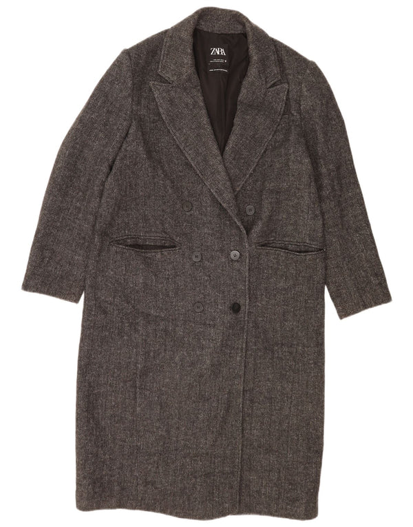 Cappotto doppiopetto oversize da donna Zara UK 10 piccolo grigio a spina di pesce