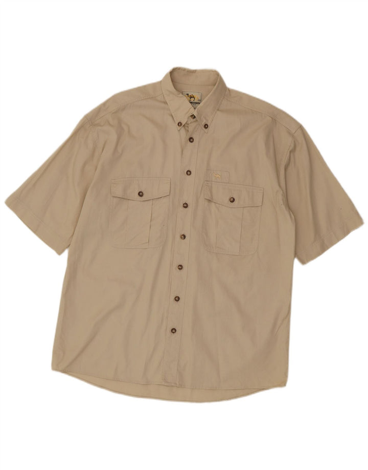 Camicia a maniche corte da uomo Camel Active in cotone beige medio