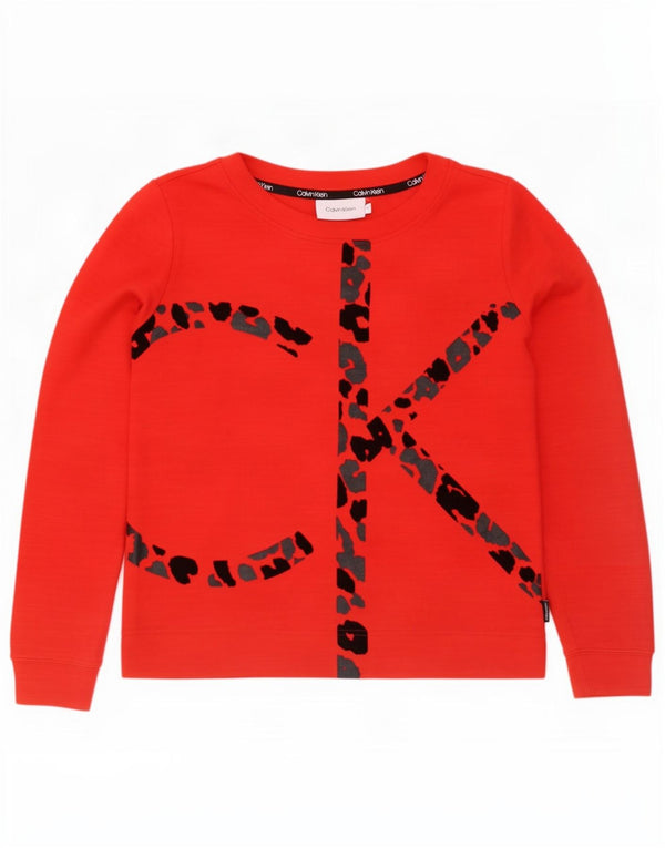 Felpa oversize con grafica da donna Calvin Klein, maglione UK 10 piccolo rosso
