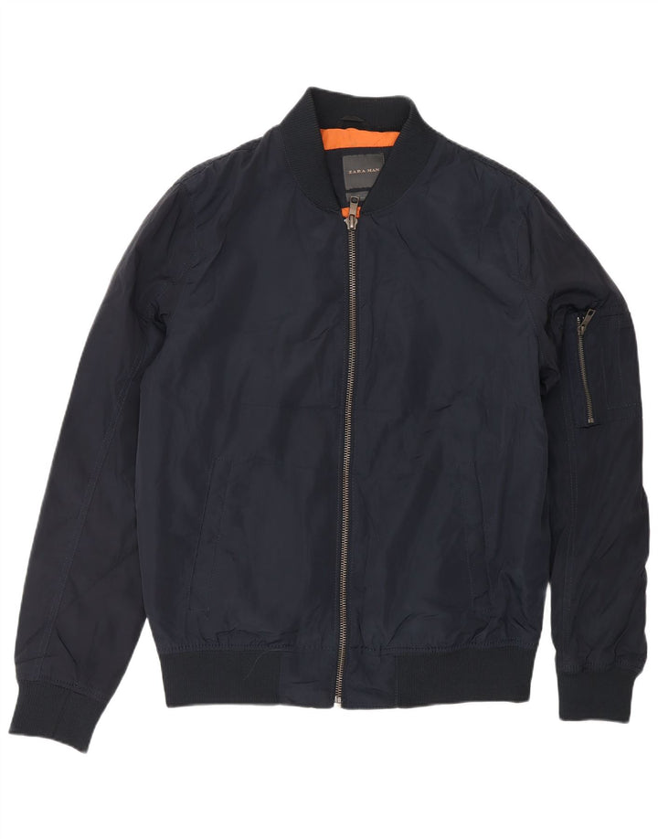 Giubbotto bomber da uomo ZARA UK 40 grande poliestere blu navy