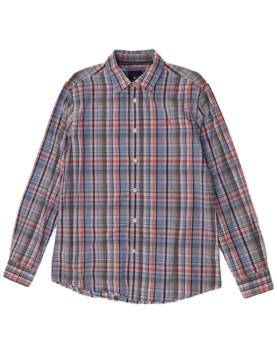 Crew Clothing Camicia da uomo dalla vestibilità classica, in cotone a quadri blu piccolo