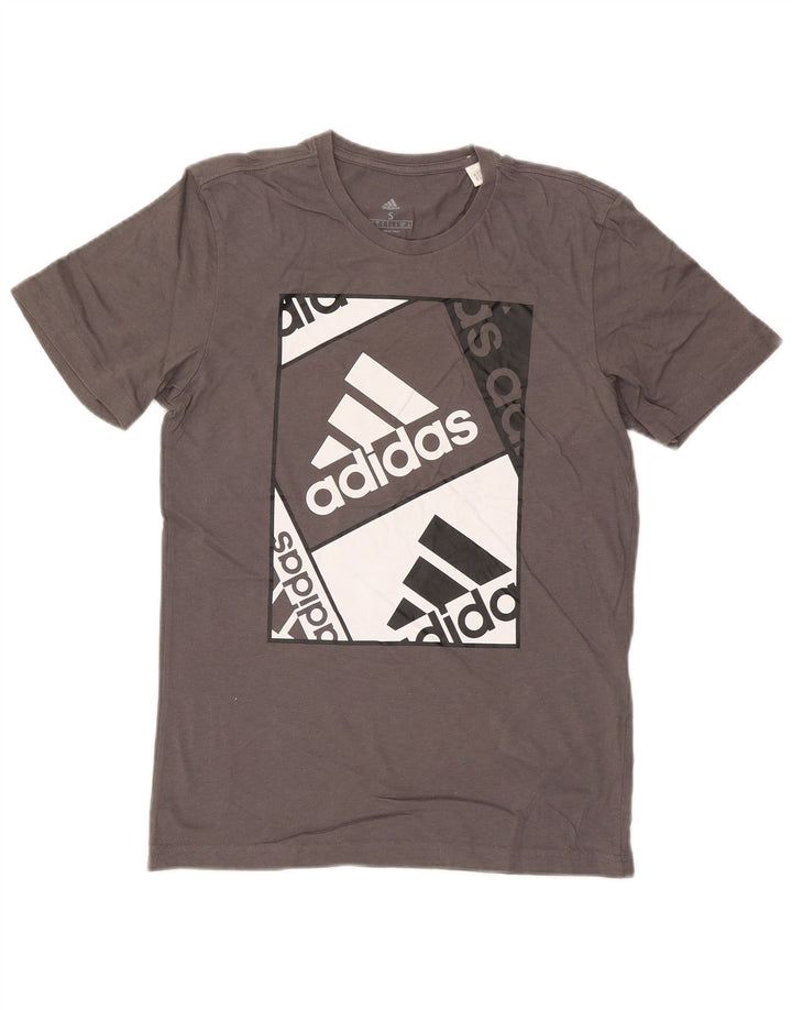 T-shirt grafica da uomo Adidas Top piccola in cotone grigio