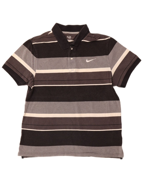 Polo NIKE da uomo in cotone a righe grandi grigie