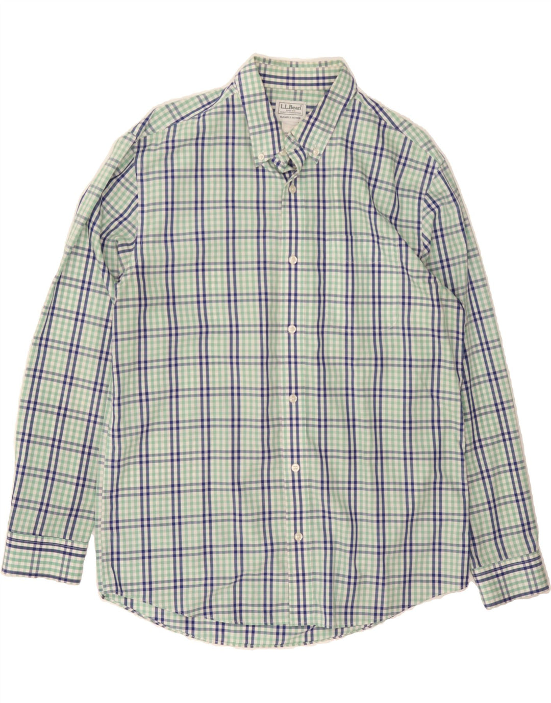 L.L.BEAN Mens Shirt Medium Green Check Cotton Vintage L.L.Bean and Second-Hand L.L.Bean from Messina Hembry 