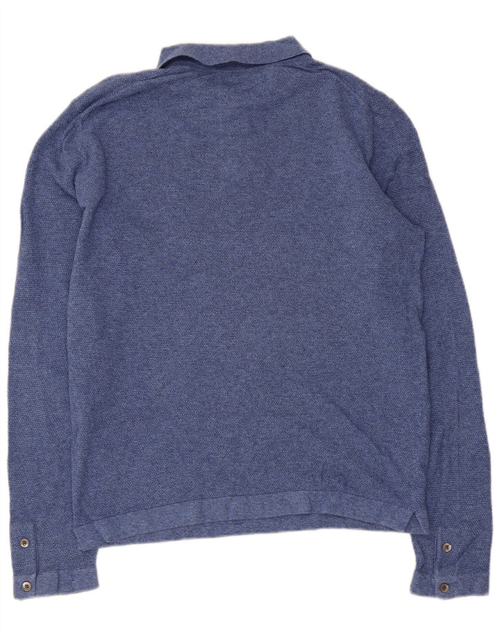 MASSIMO DUTTI Polo da uomo a manica lunga grande in cotone blu