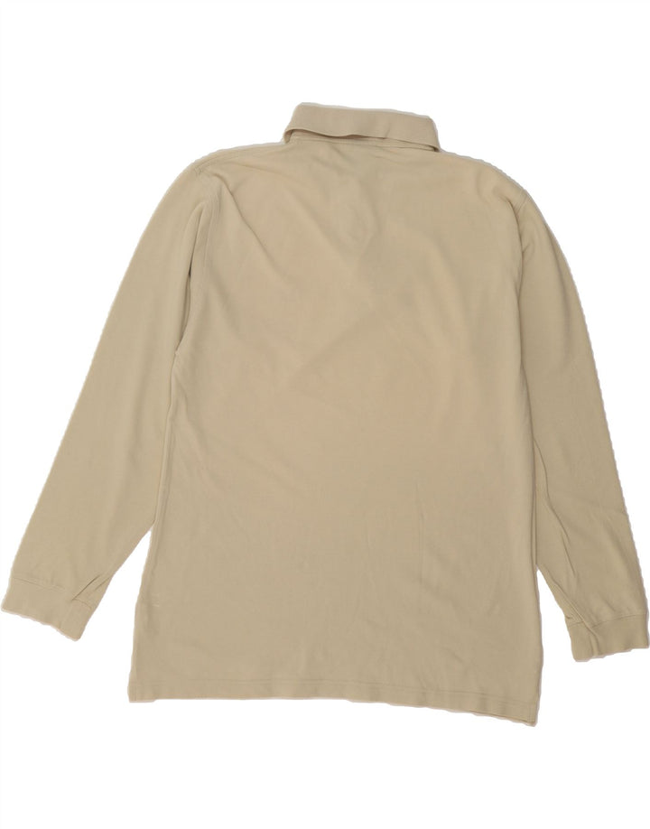 TRUSSARDI Mens Long Sleeve Polo Shirt Medium Beige Cotton Vintage Trussardi and Second-Hand Trussardi from Messina Hembry 