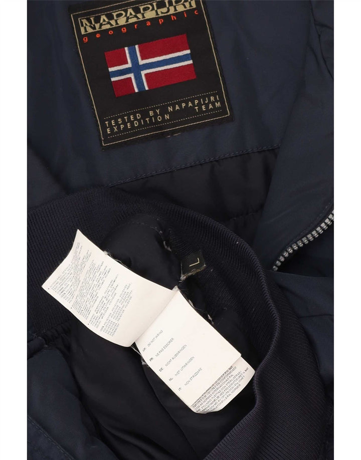 Giubbotto bomber geografico da uomo Napapijri UK 40 Large in poliestere blu navy