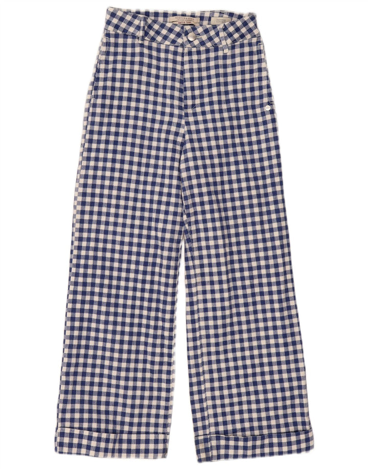 Pantaloni chino bootcut regolari da donna Scotch & Soda W26 L26 blu a quadretti