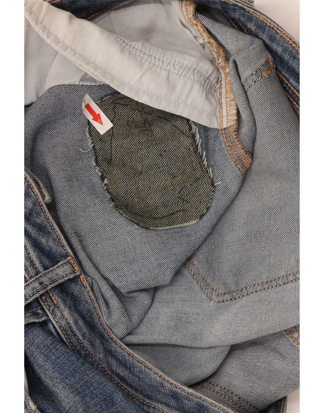 Jeans dritti effetto invecchiato da donna Zara EU 42 Large W32 L26 Blu