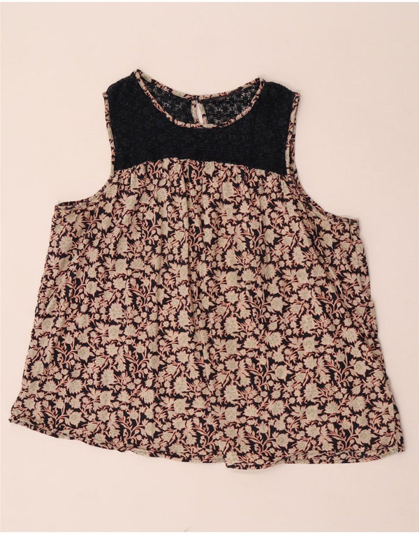 Top camicetta senza maniche da donna Marks & Spencer UK 22 2XL Cotone floreale beige