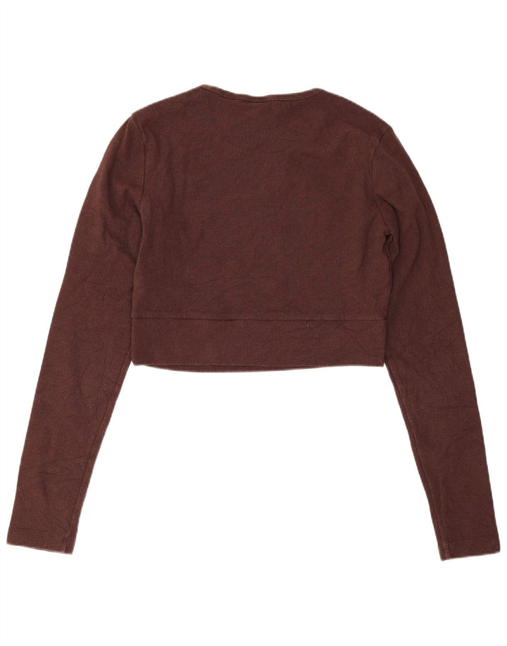 Felpa corta da donna Adidas maglione UK 12/14 cotone marrone medio