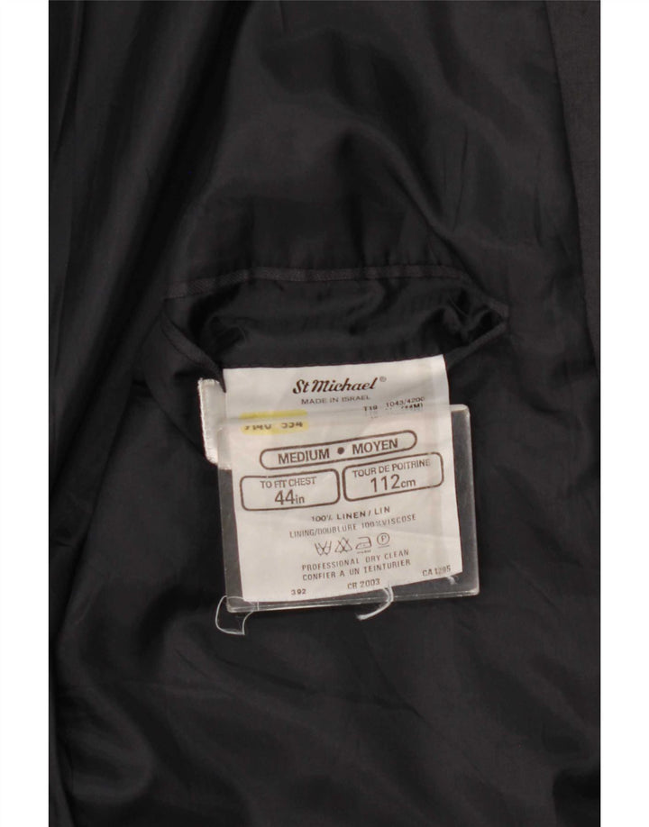 Giacca blazer a 2 bottoni da uomo Marks & Spencer UK 44 XL Lino nero classico