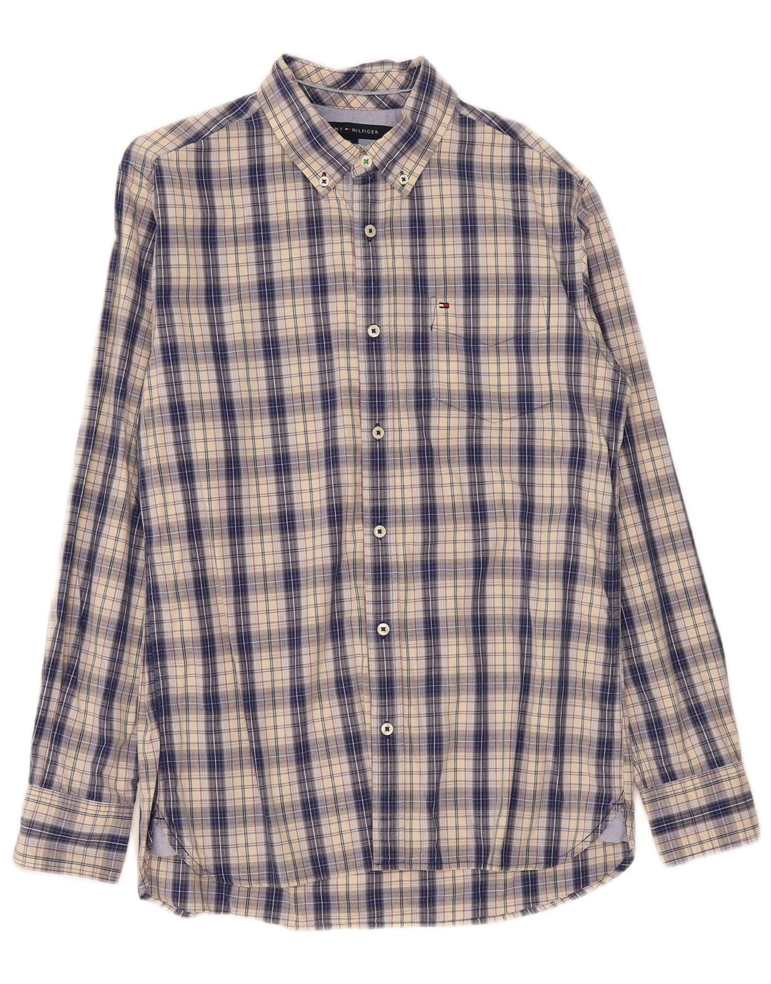 Camicia da uomo su misura Tommy Hilfiger in cotone a quadri blu medio