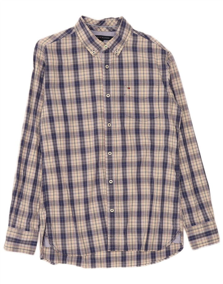 Camicia da uomo su misura Tommy Hilfiger in cotone a quadri blu medio