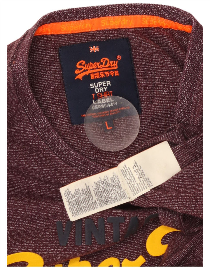 T-shirt grafica da uomo SUPERDRY Top grande cotone gessato bordeaux
