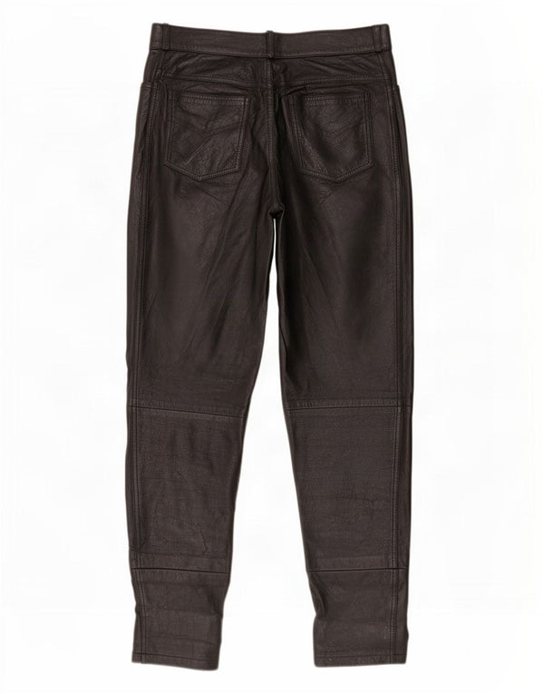 Pantaloni vintage in pelle affusolati da uomo IT 48 medi W32 L28 neri