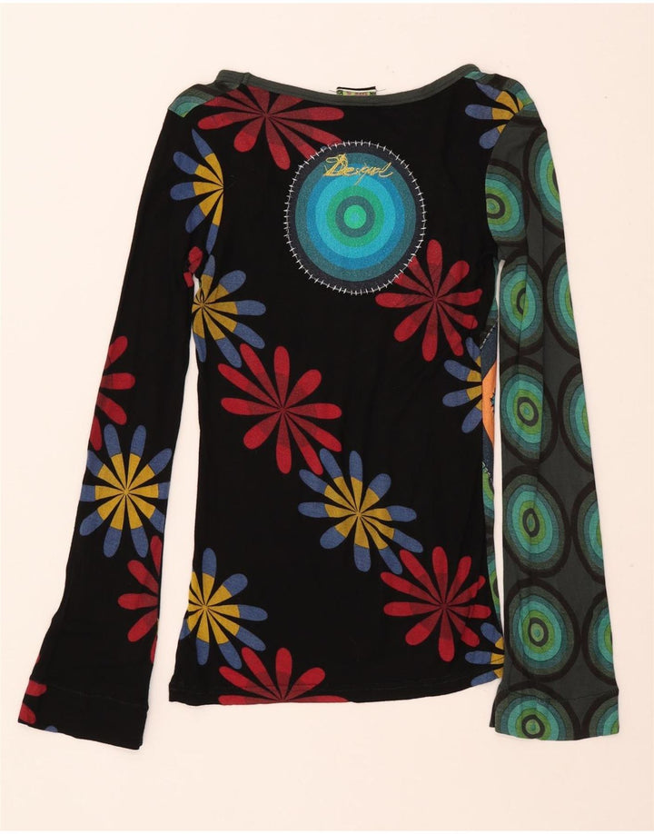 Desigual Womens Graphic Top manica lunga UK 8 Small multicolore in viscosa