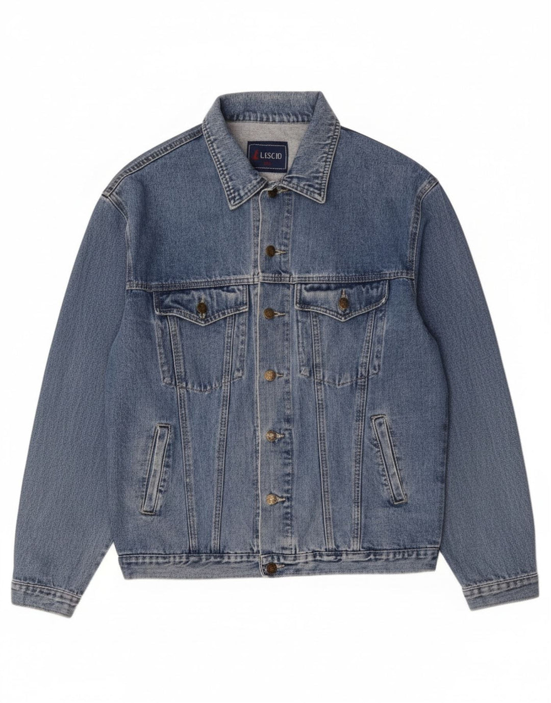 Giacca di jeans vintage da uomo UK 44 2XL cotone blu
