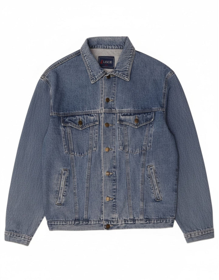 Giacca di jeans vintage da uomo UK 44 2XL cotone blu