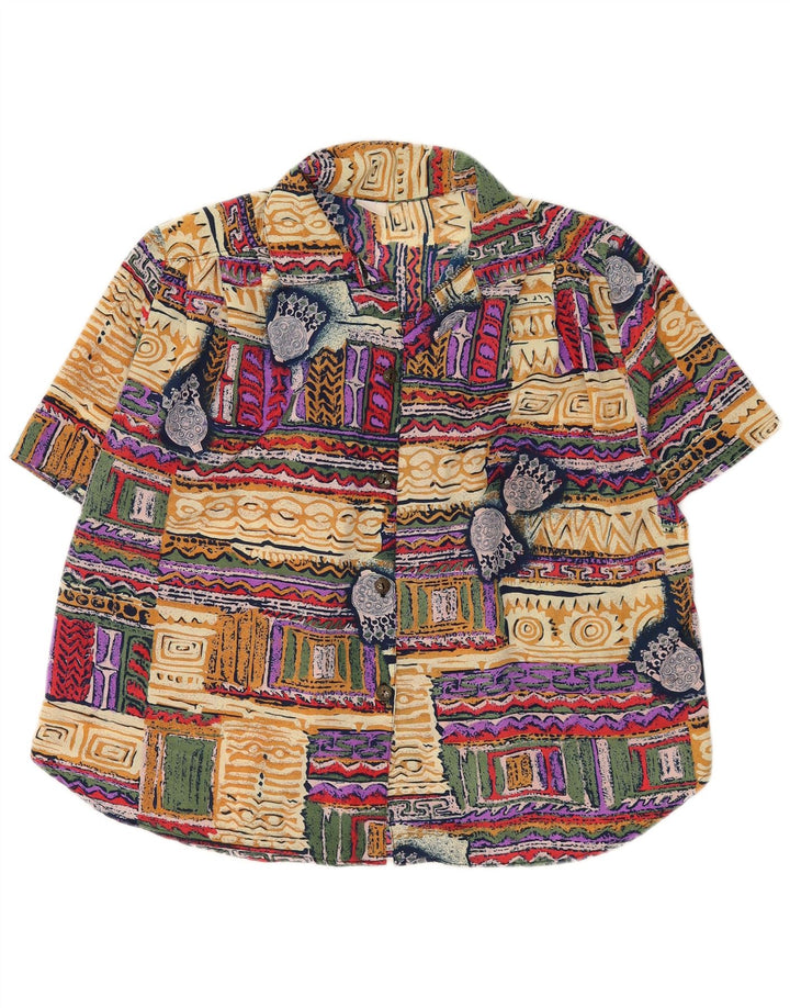 Camicetta camicia vintage da donna con motivo astratto UK 20 2XL multicolore