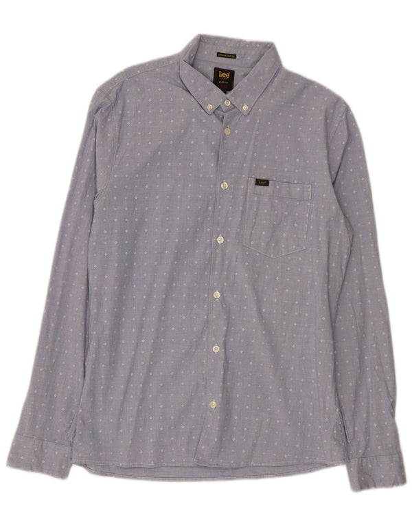 Camicia Lee da uomo slim fit in cotone geometrico blu medio